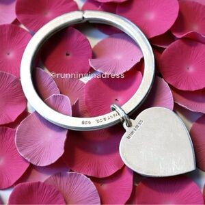 Tiffany & Co. Classic 925 Sterling Silver Heart Tag Key Ring Keychain Bag Charm